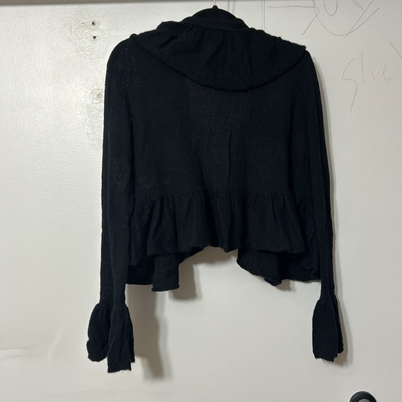 Nanette Lepore Ruffle Open Front Cardigan Sweater Merino Wool Womens Large - Picture 6 of 6